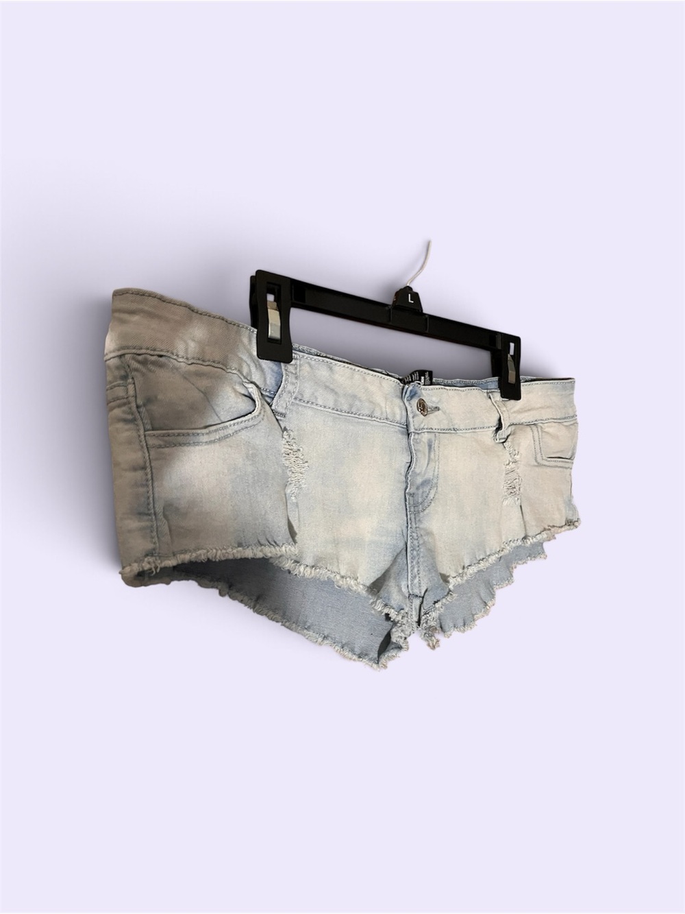 Frayed Light Blue Denim Cutoff Shorts for Women